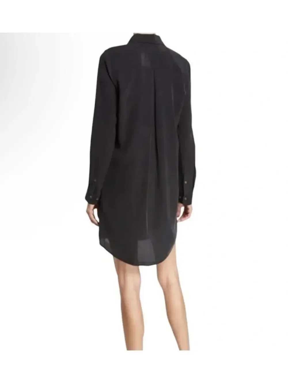 New Equipment Essential Silk Shirt Dress In Black Size M $325 - Picture 4 of 12